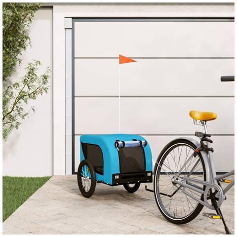 Rimorchio da Bici per Animali Blu e Nero Oxford e Ferro - Foto 2