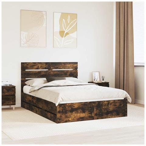 Struttura del letto con cassetto Rovere fumé 140 x 190 cm - Foto 2