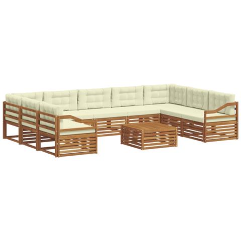 Set divani 10 pcs Naturale e Crema Legno di Acacia Massello - Foto 1