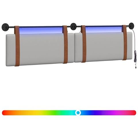 Testiera sospesa Con luce LED Grigio Nuvola PU Antico - Foto 1