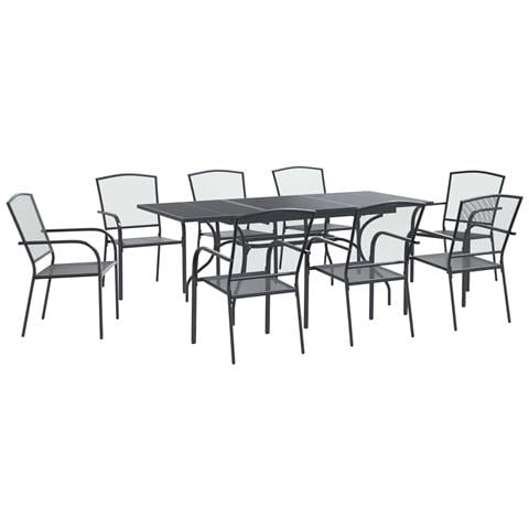 Set da Pranzo per Giardino 9 pcs Antracite 212 x 90 x 76 cm - Foto 1
