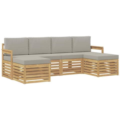 Set di divani da esterno 5 pcs Bianco e Grigio Chiaro - Foto 1
