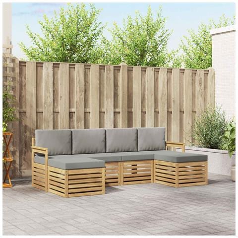 Set di divani da esterno 5 pcs Bianco e Grigio Chiaro - Foto 2