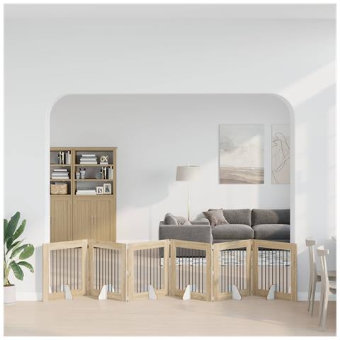 Cancello per cani pieghevole con supporti 6 pcs Rovere Sonoma - Foto 2