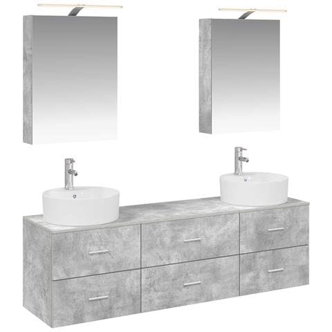 Set di mobili per il bagno 5 pcs Grigio Cemento - Foto 1