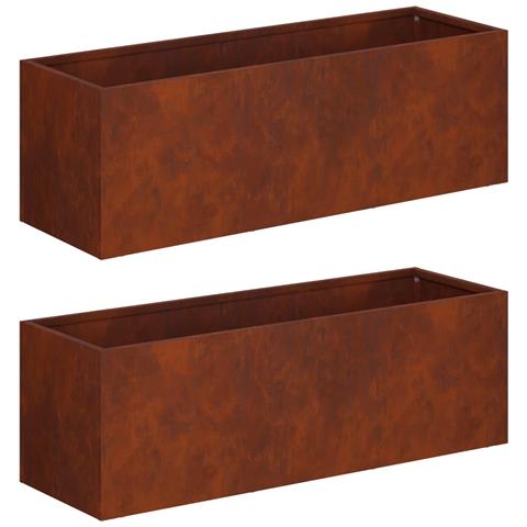 Vaso da giardino 2 pz Ruggine 40 x 20 x 20 cm Acciaio Corten - Foto 1