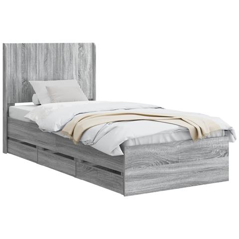 Struttura del letto con stoccaggio e testata Grigio Sonoma - Foto 1