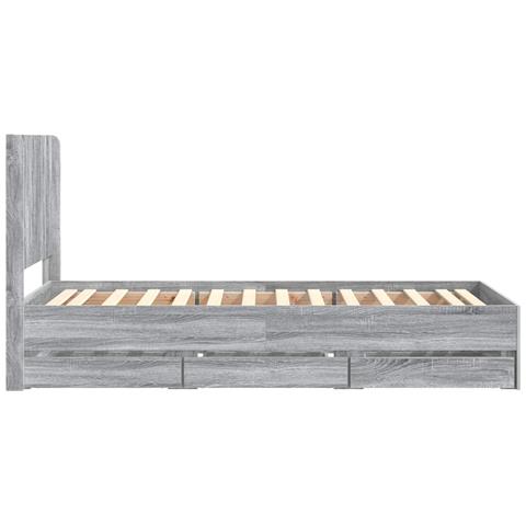 Struttura del letto con stoccaggio e testata Grigio Sonoma - Foto 2