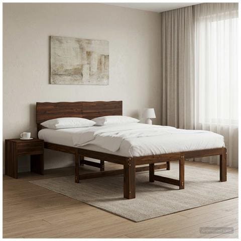 Letto matrimoniale con testiera ROSTOCK Marrone Scuro - Foto 2