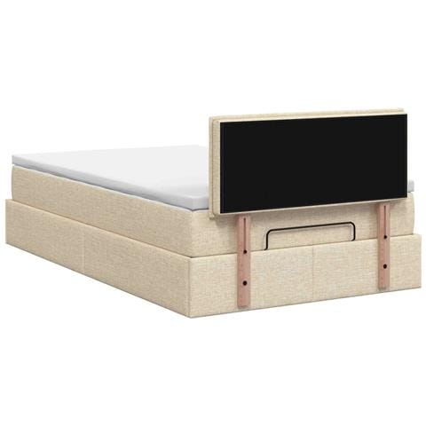 Letto ottomano con materasso Crema 120 x 190 cm Tessuto - Foto 9