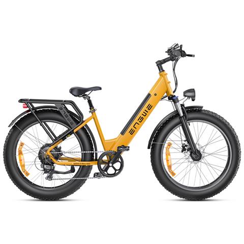 E26 ST Bici elettrica a pedalata assistita per città e montagna, motore 250W, batteria 48V 16Ah, pneumatici fat 26x4.0, sospensione anteriore, autonomia circa 140 km, colore giallo - Foto 2