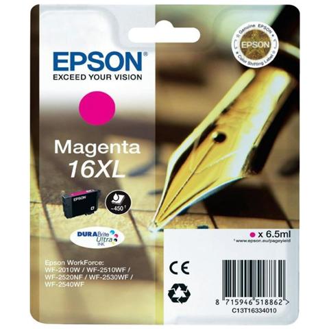 C13T16334020 Cartuccia Ink Originale Magenta per Epson WorkForce WF-2520NF Capacità 450 Pagine  - Foto 2