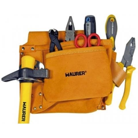 Borsa da carpentiere in crosta scamosciata con 4 tasche e 2 asole - Foto 3