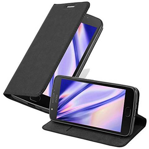 Custodia Compatibile Con Motorola Moto E4 Plus In Nero Di Notte - Coperchio Protettiva Con Chiusura Magnetica, Funzione Stand E Tasca Per Le Carte - Foto 1