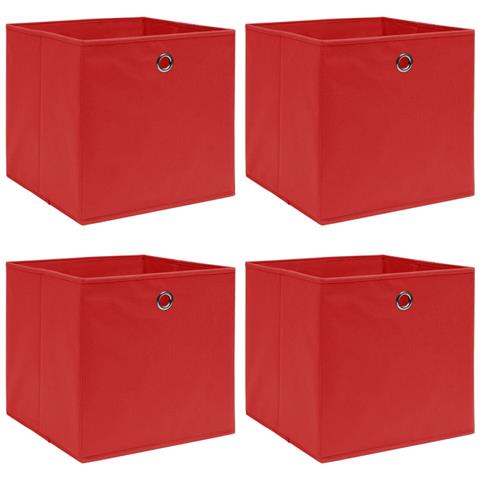 Scatole Portaoggetti 4pz Rosse 32x32x32 cm Tessuto - Foto 1