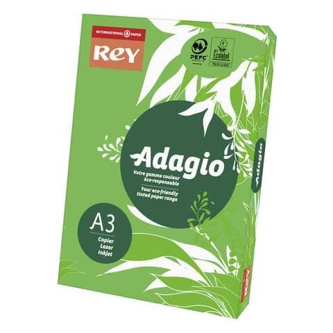Carta Colorata A3 Rey Adagio Verde Intenso 52 Risma 250 Fogli - Adagi160x500 - Foto 1