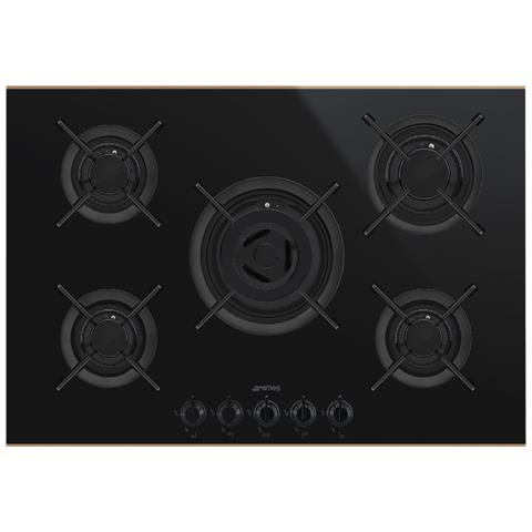 SMEG Piano Cottura PV675CNR a Gas 5 Fuochi Gas Colore Nero SMEG Piano Cottura PV675CNR a Gas 5 Fuochi Gas Colore Nero