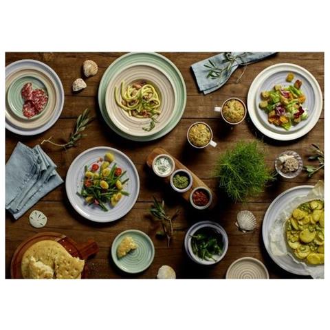 1041309023 Piatto Da Portata Ciotola Da Portata Porcellana Bianco, Legno Rotondo - Foto 3