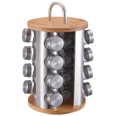 Kb-7553 Porta Spezie Con 16 Contenitori In Vetro Su Supporto In Bambù - Foto 1