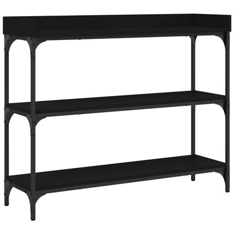 Tavolino Consolle Con Ripiani Nero 100x30x80 Cm - Foto 2