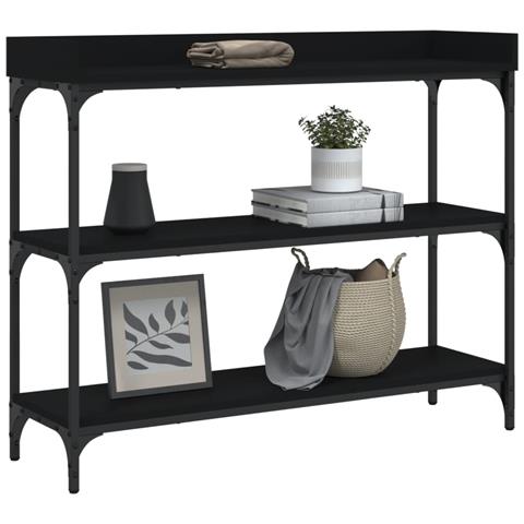 Tavolino Consolle Con Ripiani Nero 100x30x80 Cm - Foto 3