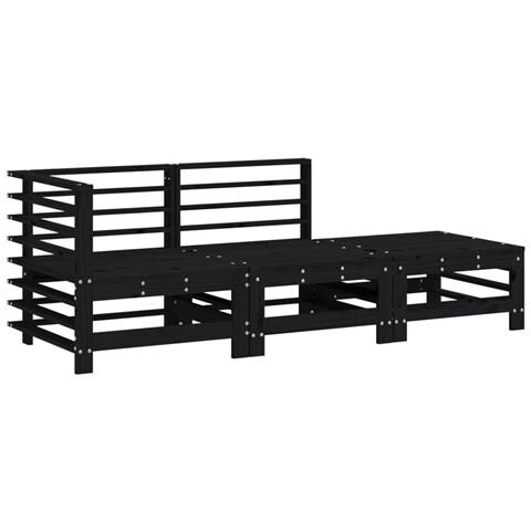Set Salotto Da Giardino 3 Pz Nero In Legno Massello Di Pino - Foto 2