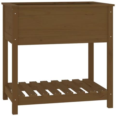 Fioriera Con Mensola Miele 82,5x54x81 Cm In Legno Massello Pino - Foto 1