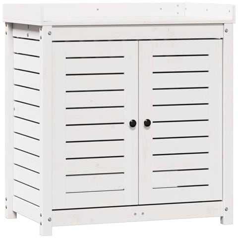 Tavolo Invaso Con Ripiani Bianco 82,5x50x86,5 Cm Massello Pino - Foto 2