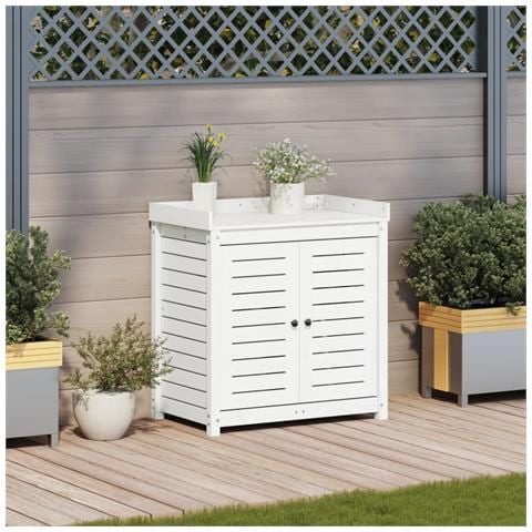 Tavolo Invaso Con Ripiani Bianco 82,5x50x86,5 Cm Massello Pino - Foto 3