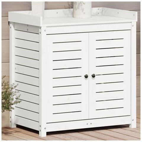 Tavolo Invaso Con Ripiani Bianco 82,5x50x86,5 Cm Massello Pino - Foto 1