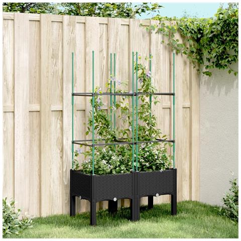 Fioriera Da Giardino Con Traliccio Nera 80x40x142,5 Cm In Pp - Foto 1