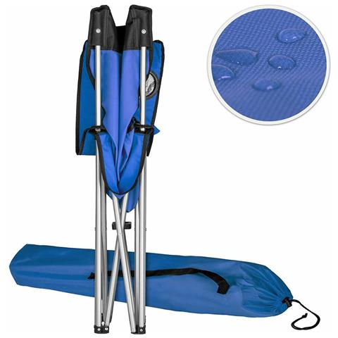 Sedia Pieghevole Da Campeggio Con Borsa Camping Sedia Spiaggia Da Esterno Blu - Foto 3
