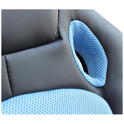 Poltrona Da Ufficio E Gaming Ergonomica In Pelle Nera E Tessuto Azzurro Stark - Foto 6