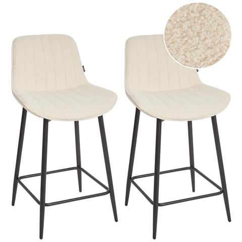 Set Di 2 Sedie Alte Dubrovnik Bouclé Beige Chiaro - Foto 2