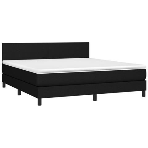 Letto A Molle Con Materasso E Led Nero 160x200 Cm In Tessuto - Foto 2