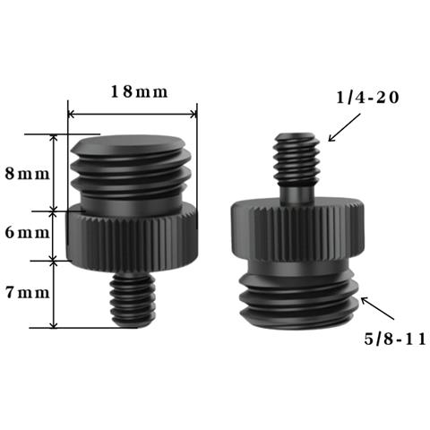 Set Di Adattatori Per Treppiede Da 5: Adattatore Filettato Da 1/4-20 Pollici A 5/8-11 Pollici Black 1/4-20 - Foto 1