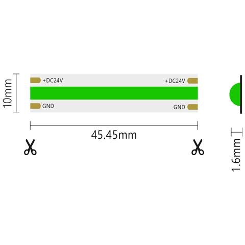 Striscia Led Cob Monocolore Da 15w /mt 24v - Bobina Da 5m - Verde - Foto 2
