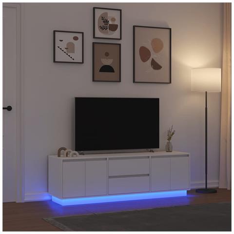 Mobile Porta TV con Luci LED Bianco 160,5x41x50 cm - Foto 2