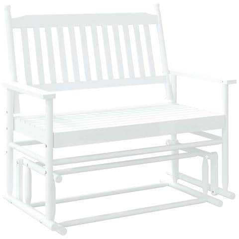 Panca A Dondolo Bianca 118x70x104,5 Cm Legno Massello Di Pioppo - Foto 2