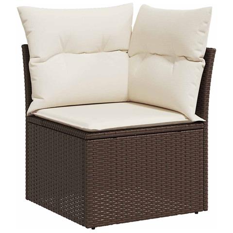 Set Divani Da Giardino 7 Pz Con Cuscini Marrone In Polyrattan - Foto 9