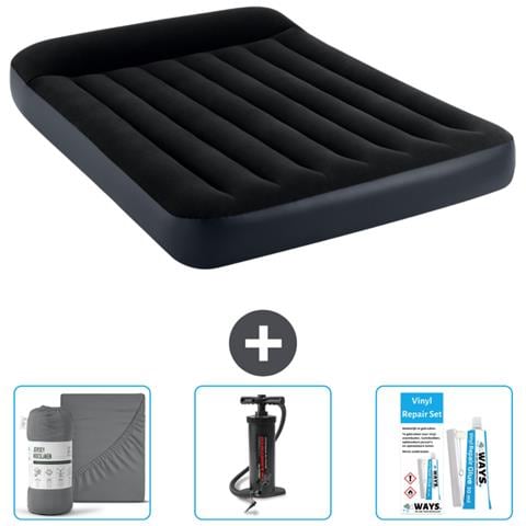 Set Materassino Gonfiabile - 191x137x25 Cm - Blu Scuro - Include Accessori Coordinati Cb11 - Foto 1