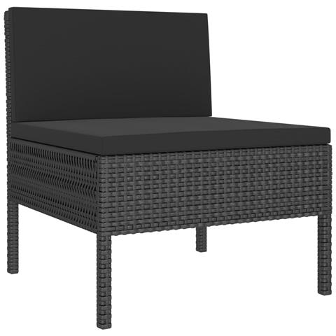 Set Divani Da Giardino 2 Pz Con Cuscini In Polyrattan Nero - Foto 2