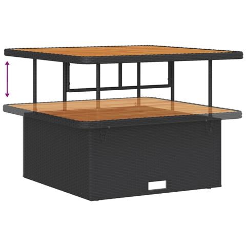 Set Divano Giardino 13 pezzi con Cuscini Nero Rattan Sintetico Acacia, Set da Pranzo Giardino 3 pezzi con Cuscini Nero Rattan Sintetico Acacia - Foto 8