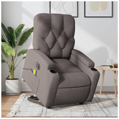 Poltrona Alzapersona Massaggiante Elettrica Tortora in Tessuto - Foto 2