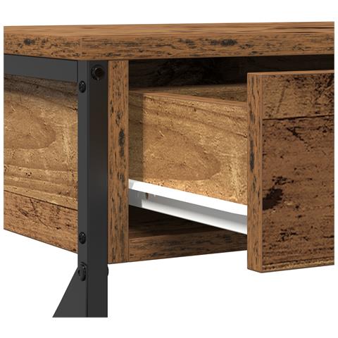 Tavolo Consolle Legno Vecchio 100x28x75 cm Legno Ingegnerizzato & Acciaio - Foto 9