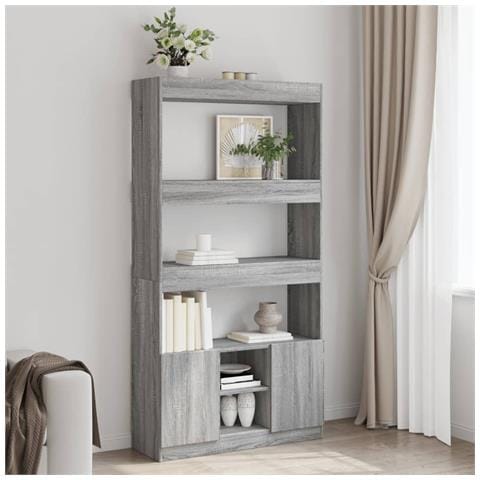 Credenza Grigio Sonoma 92x33x180 cm in Legno Multistrato - Foto 2