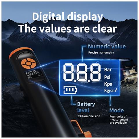 Compressore D'aria Portatile Intelligente Per Pneumatici Auto Con Display Digitale E Luce Led - Foto 2
