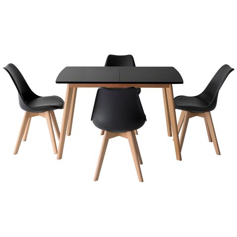 Tavolo Allungabile 120/160cm Helga E 4 Sedie Nora Nero - Foto 1