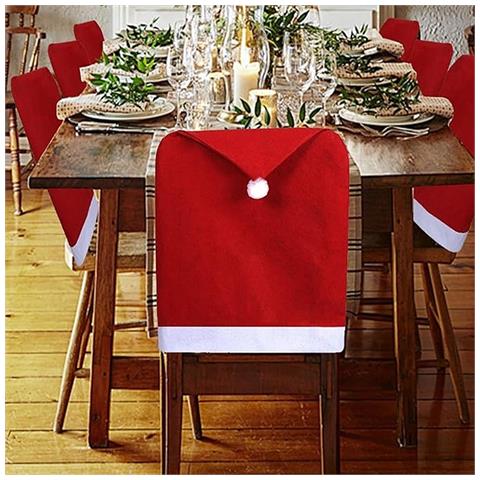 Coprisedie Natalizie Set 4 Pezzi Cappello Di Babbo Natale 50 × 60 Cm - Foto 5