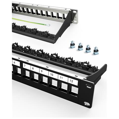 Pannello Patch Vuoto Schermato 12 Porte Nero 10" 10 Gbps 500 MHz - Foto 1